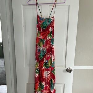 Tropical Red Maxi Dress